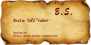 Bula Sándor névjegykártya