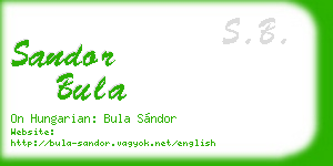 sandor bula business card